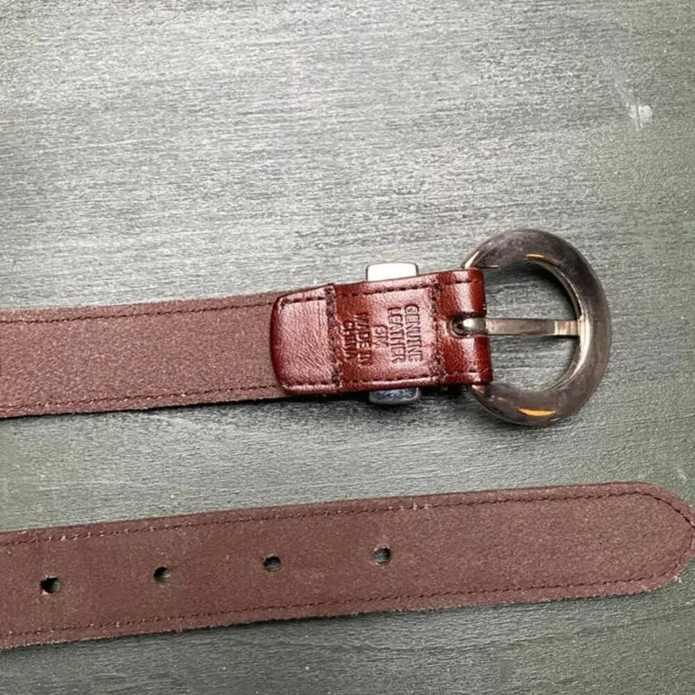 Leather Belt Silver Link Braid
